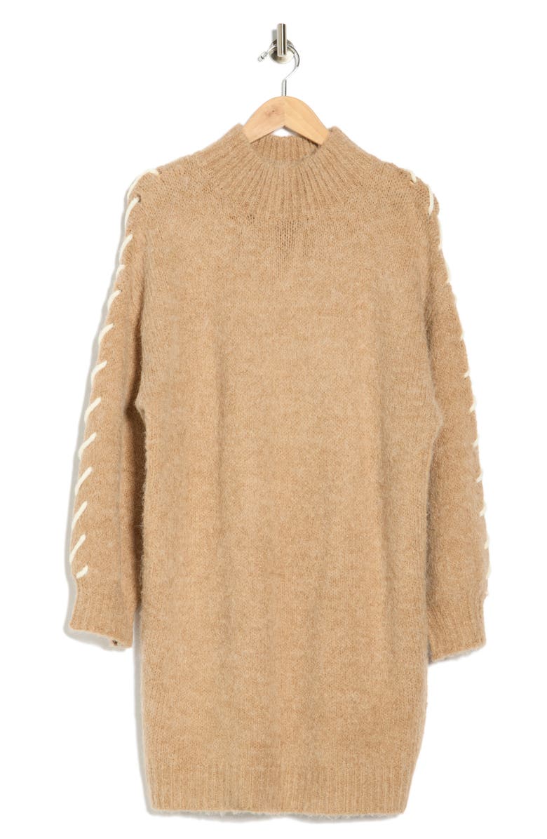 SUNDAY EDITION Mock Neck Long Sleeve Sweater Dress, Alternate, color, Mocha-White
