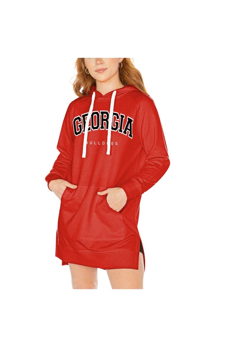 Women's Gameday Couture Red Georgia Bulldogs Take a Knee Raglan Hooded Sweatshirt Dress, Main, color, Red