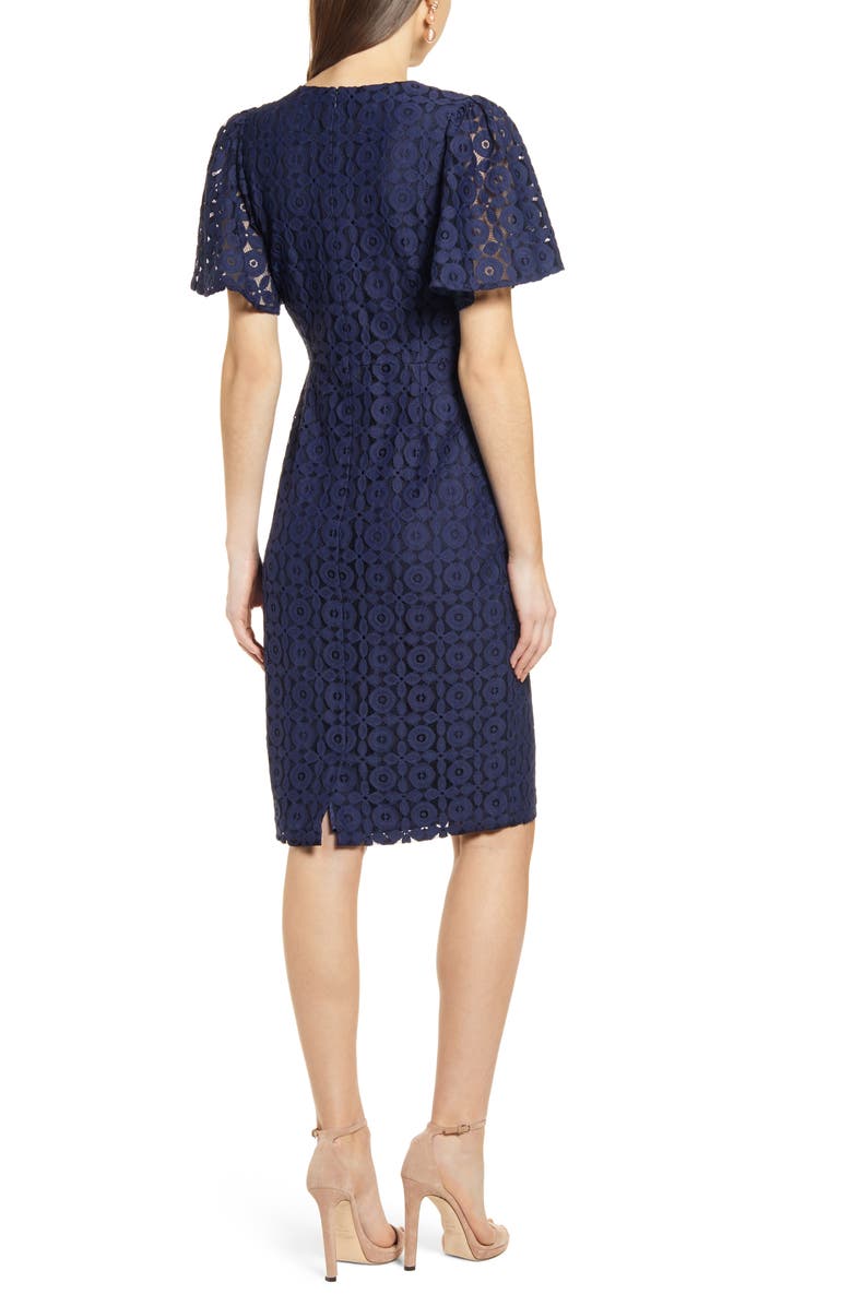 Rachel Parcell Flutter Sleeve Lace Sheath Dress, Alternate, color,