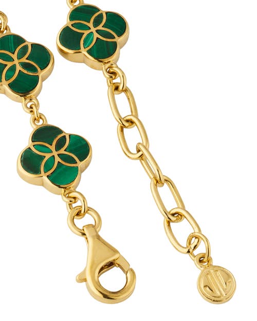 Jan Leslie Sterling With 18k Gold Overlay And Gemstones All Over Petal Bracelet In Green