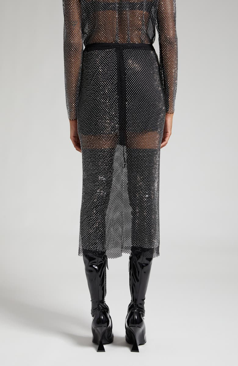 GESTUZ Yadegz Crystal Embellished Mesh Midi Skirt, Alternate, color, Silver Glitter