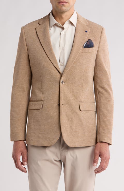 Textured Notch Lapel Double Button Blazer