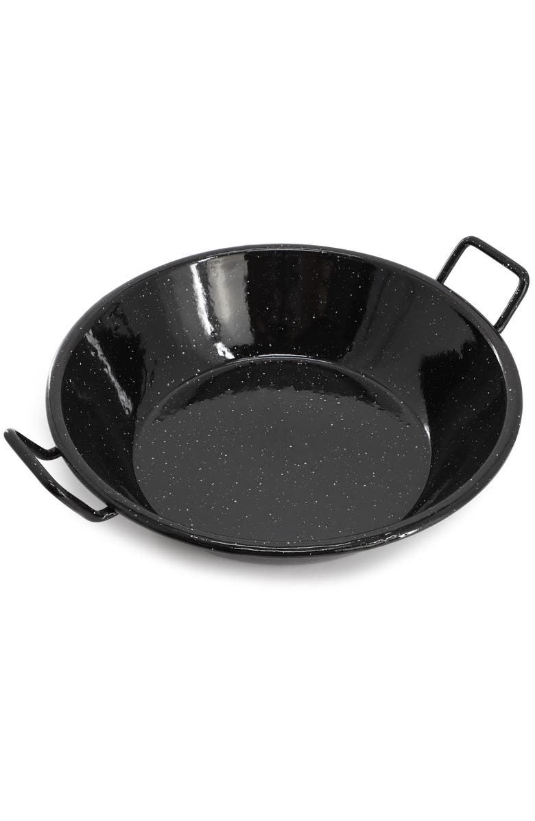 OSTER Castillo 9.5in Enameled Steel Paella Pan, Alternate, color, Speckle Black