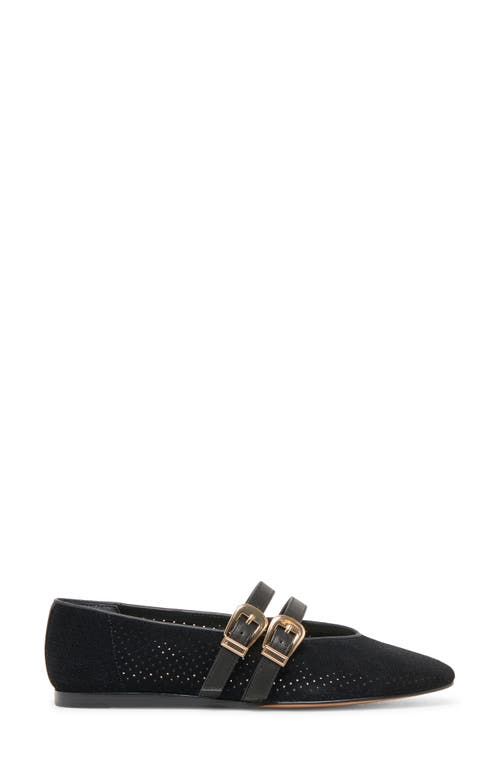 Dolce Vita Baylee Mary Jane Flat In Onyx Perforated Suede