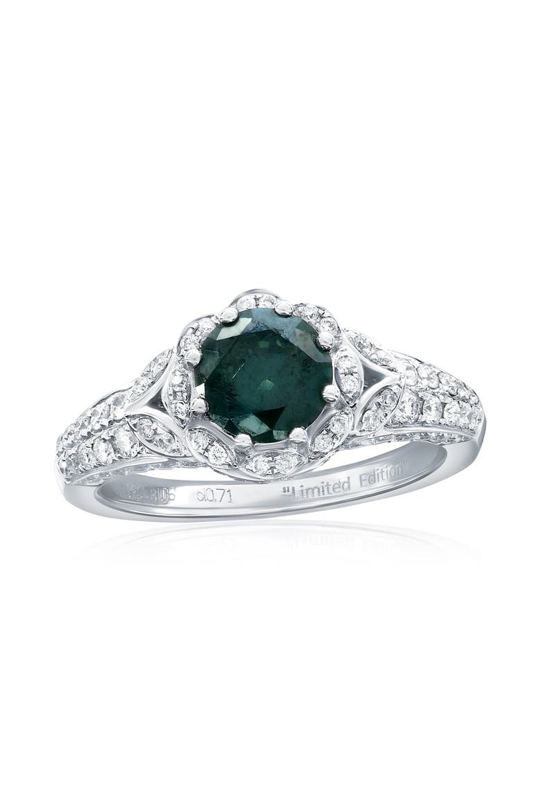 14K White Gold 1.06ct Blue Diamond & 0.71cttw Diamond Ring, Main, color, White Gold