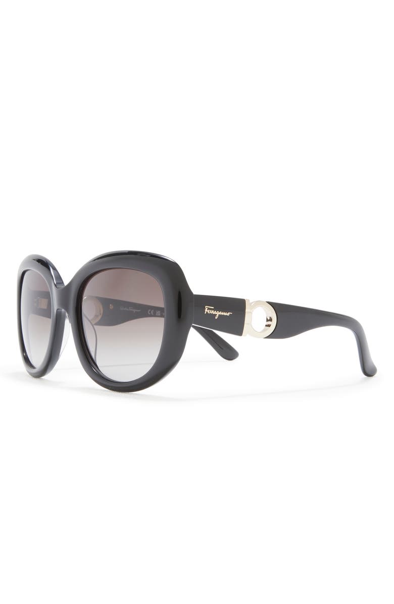 FERRAGAMO 53mm Oversized Sunglasses, Alternate, color, Black