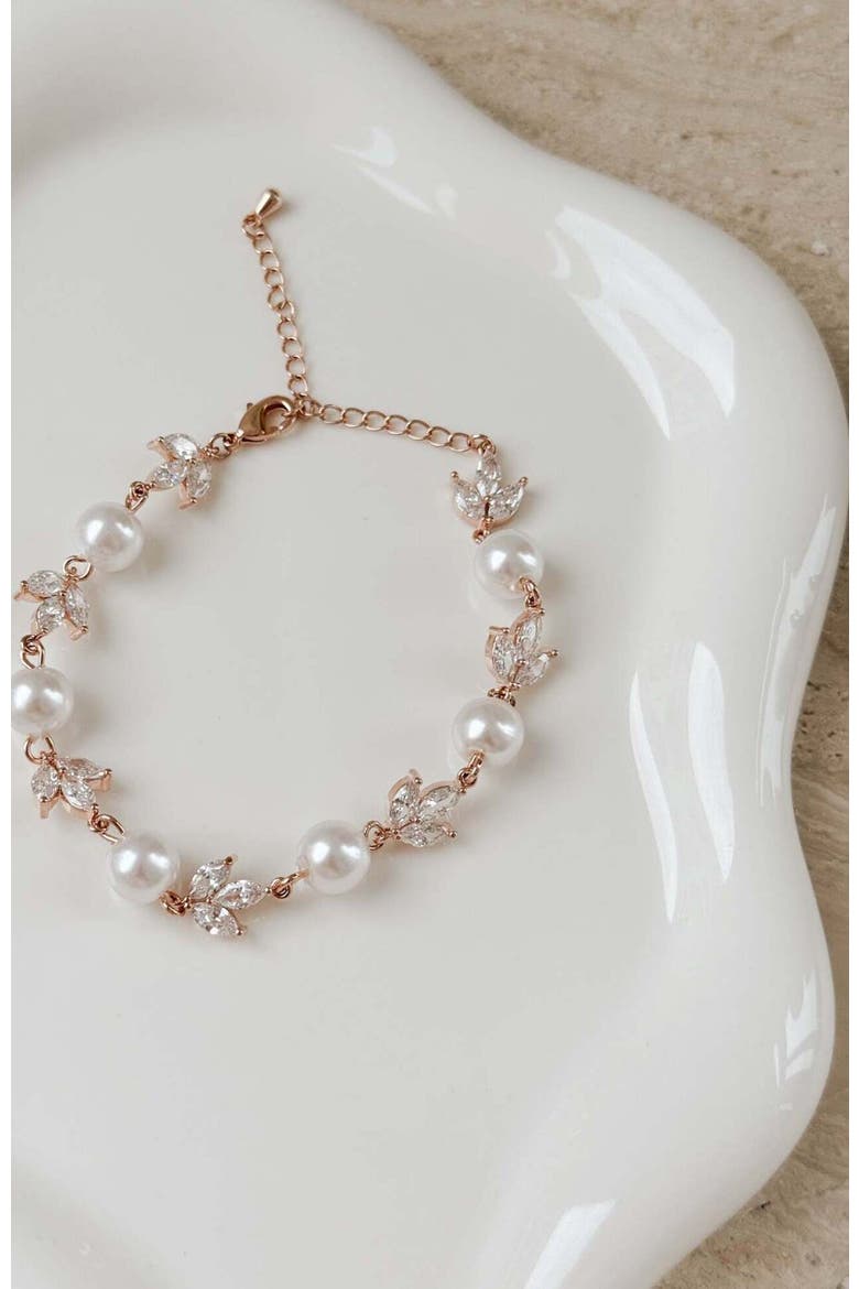 Forever Pearl and Crystal Bracelet, Alternate, color, Rose Gold