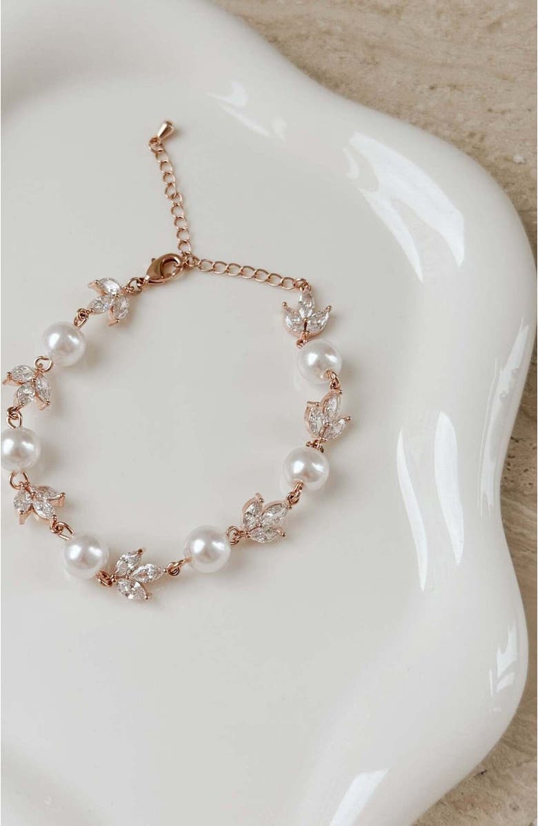 Untamed Petals Forever Pearl and Crystal Bracelet, Alternate, color, Rose Gold