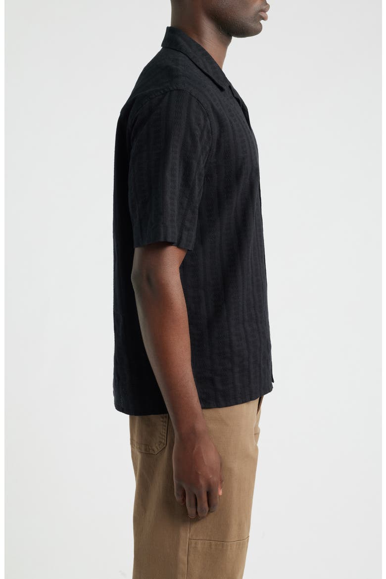 Didcot Tonal Dobby Stripe Camp Shirt, Alternate, color, BLACK