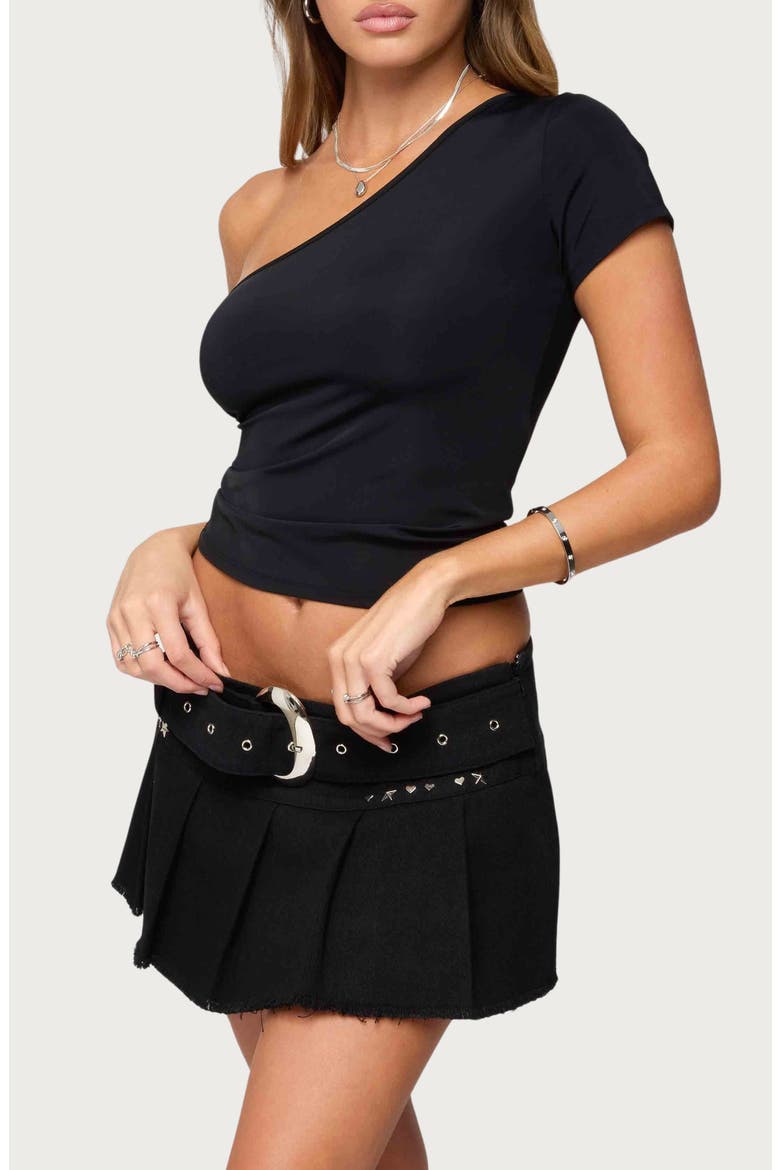 Gayla One-Shoulder Crop Top, Alternate, color, BLACK