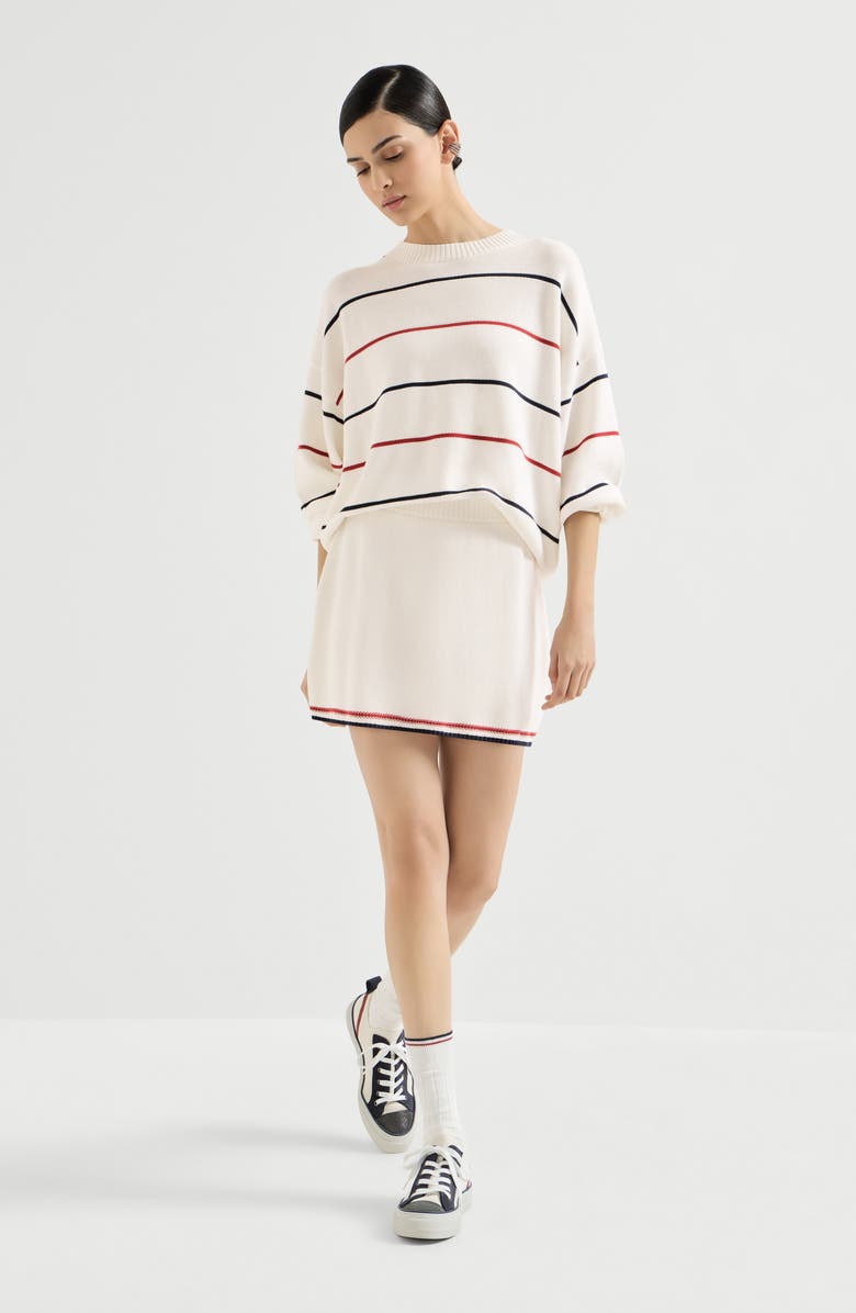 Brunello Cucinelli Textured stripe sweater, Alternate, color, Panama