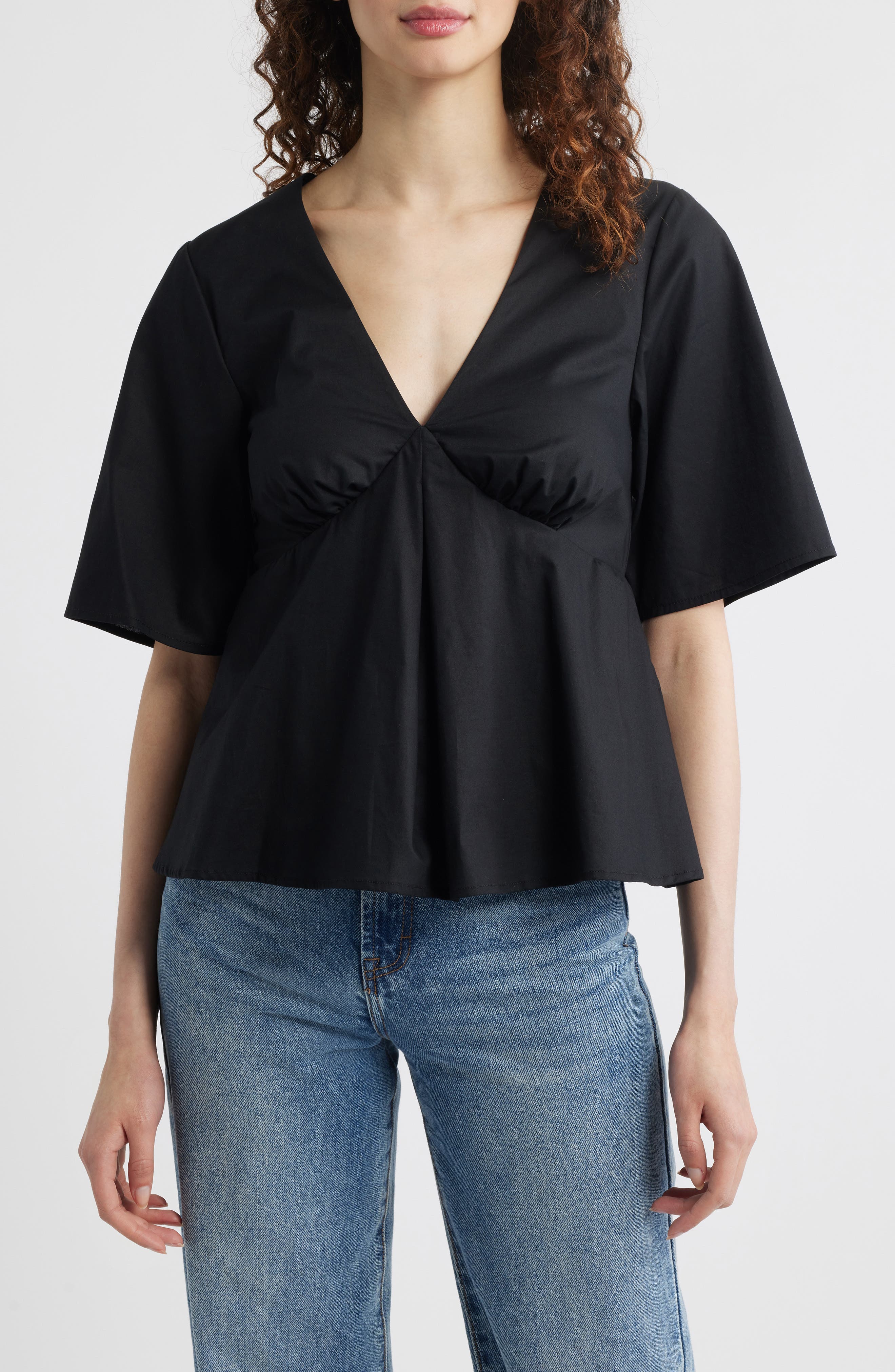 WAYF Zelma V-Neck Babydoll Top