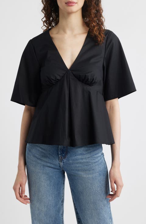 Zelma V-Neck Babydoll Top