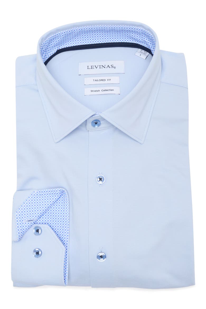 Tailored Fit Solid Cotton Dress Shirt, Alternate, color, LIGHT BLUE