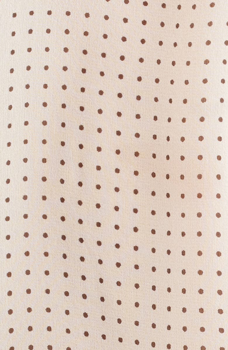 FRAME Polka Dot Tie Front Puff Sleeve Semisheer Silk Top, Alternate, color, Ecru Multi