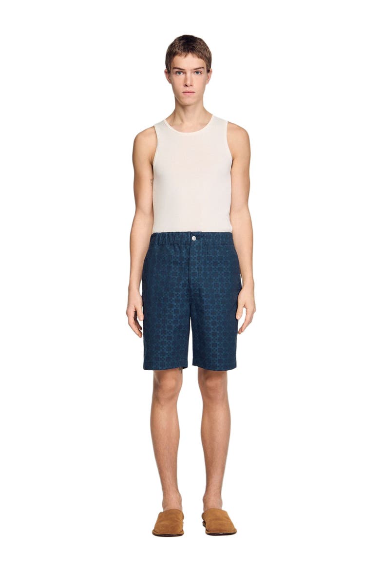Square Cross denim shorts, Alternate, color, Navy blue