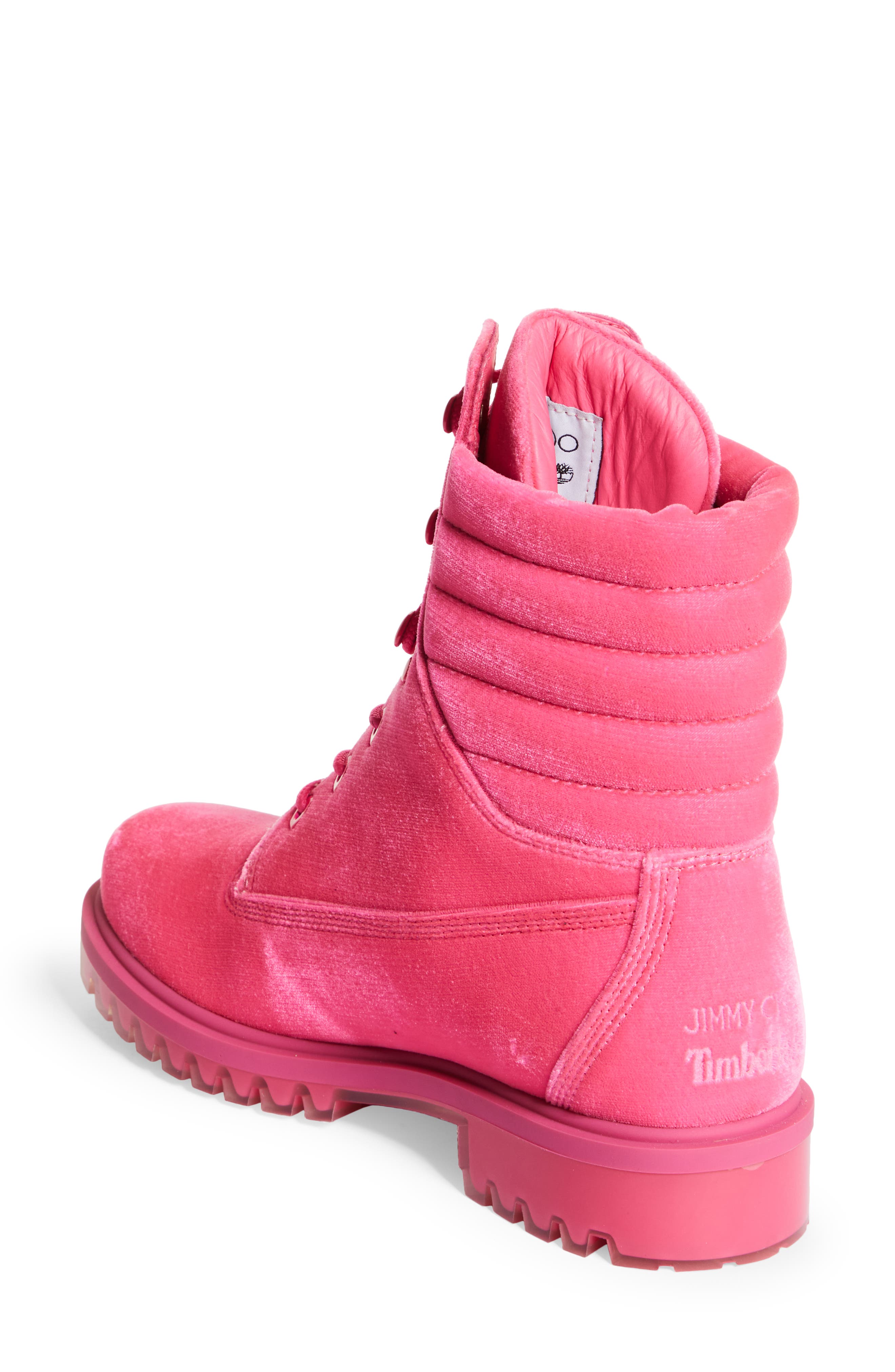 x Timberland Velvet Hiking Boot, Alternate, color, HOT PINK