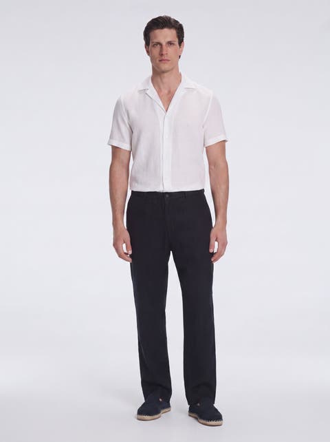 Adrian Linen Straight-Leg Pants