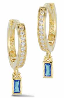 SPHERA MILANO Baguette Drop Pavé Huggie Hoop Earrings