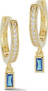 SPHERA MILANO Baguette Drop Pavé Huggie Hoop Earrings