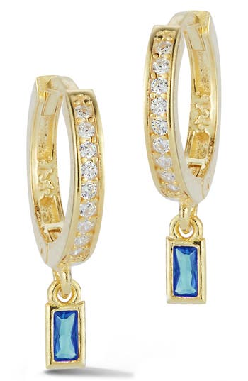Sphera Milano Baguette Drop Pavé Huggie Hoop Earrings In Gold
