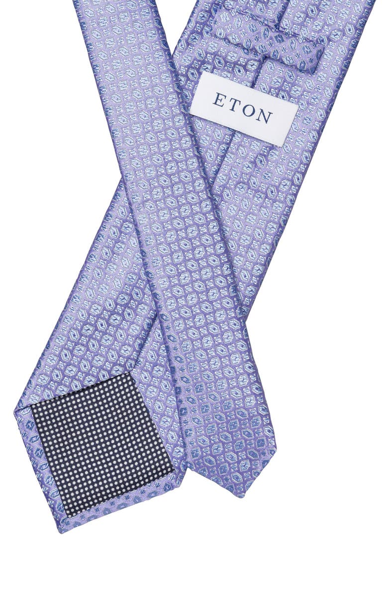 Eton Pastel Purple Geometric Jacquard Silk Tie, Alternate, color,