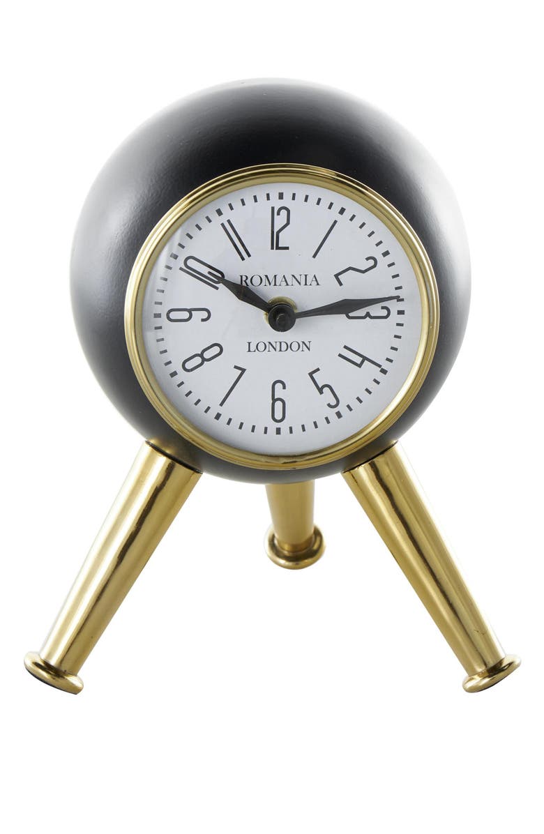 VIVIAN LUNE HOME Modern Aluminum Metal Clock, Main, color, Black