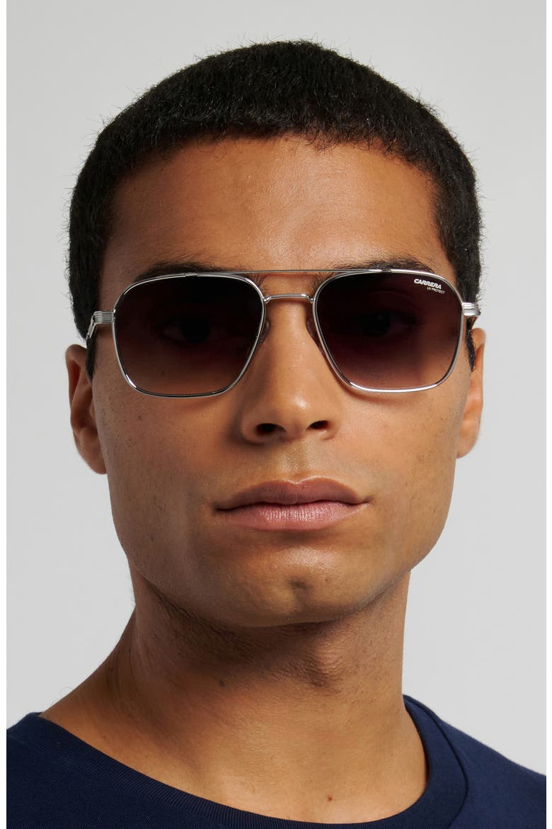 57mm Gradient Oversize Aviator Sunglasses, Alternate, color, RUTHENIUM BLACK/ GREEN SHADED