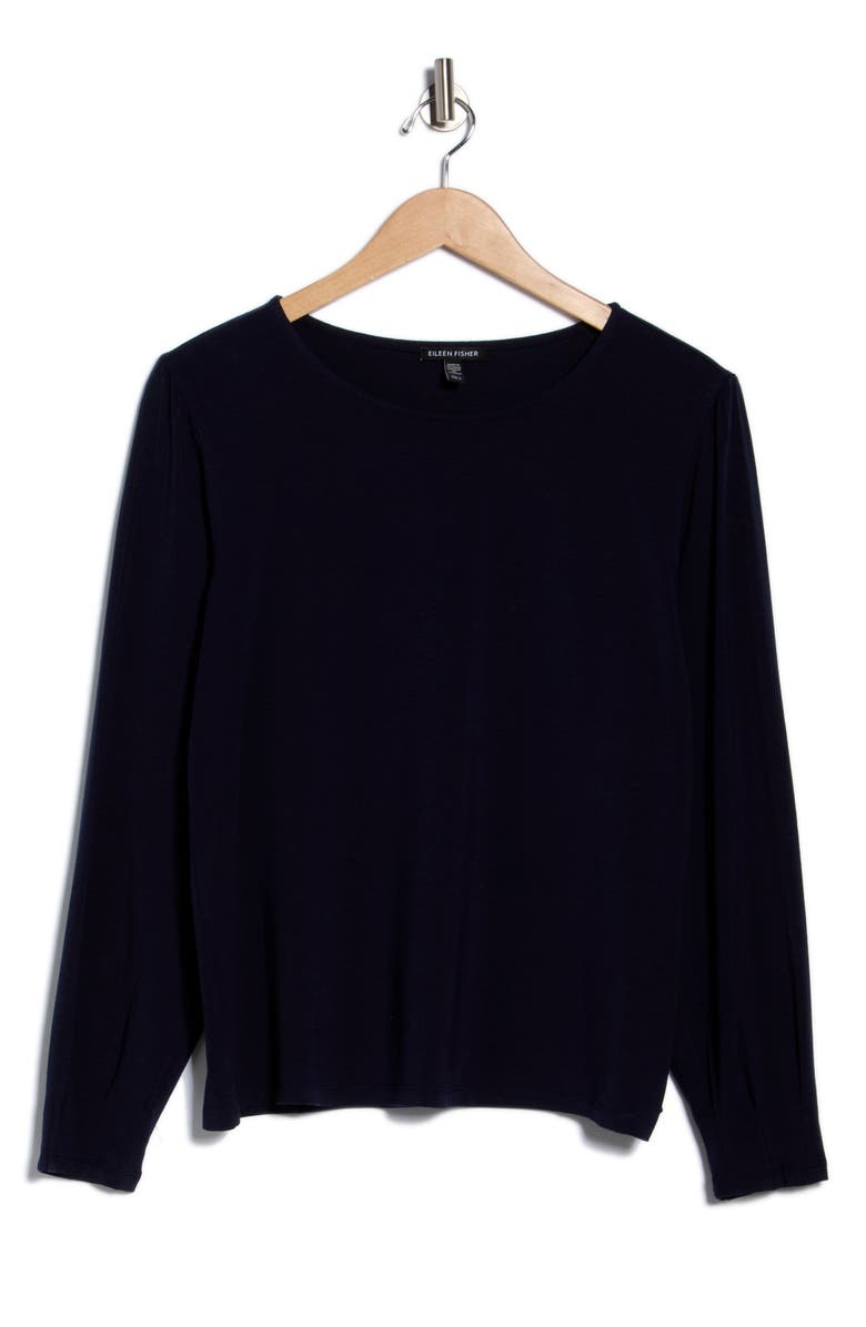 Eileen Fisher Pleat Sleeve Top, Alternate, color, Ink
