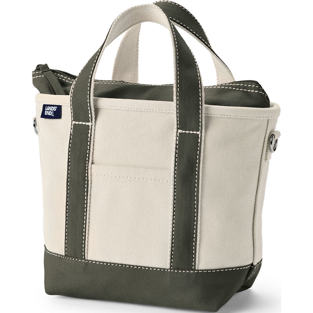 LANDS' END LANDS' END MEDIUM NATURAL 5 POCKET OPEN TOP CANVAS TOTE BAG