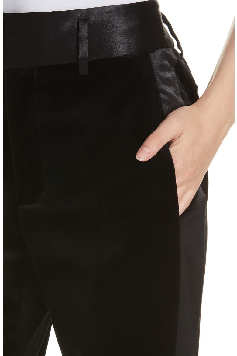 Velvet Crop Tuxedo Pants, Alternate, color, NOIR