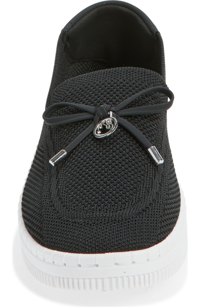 GLORIA VANDERBILT Annette Bow Charm Knit Slip-On Sneaker, Alternate, color, Black/ White