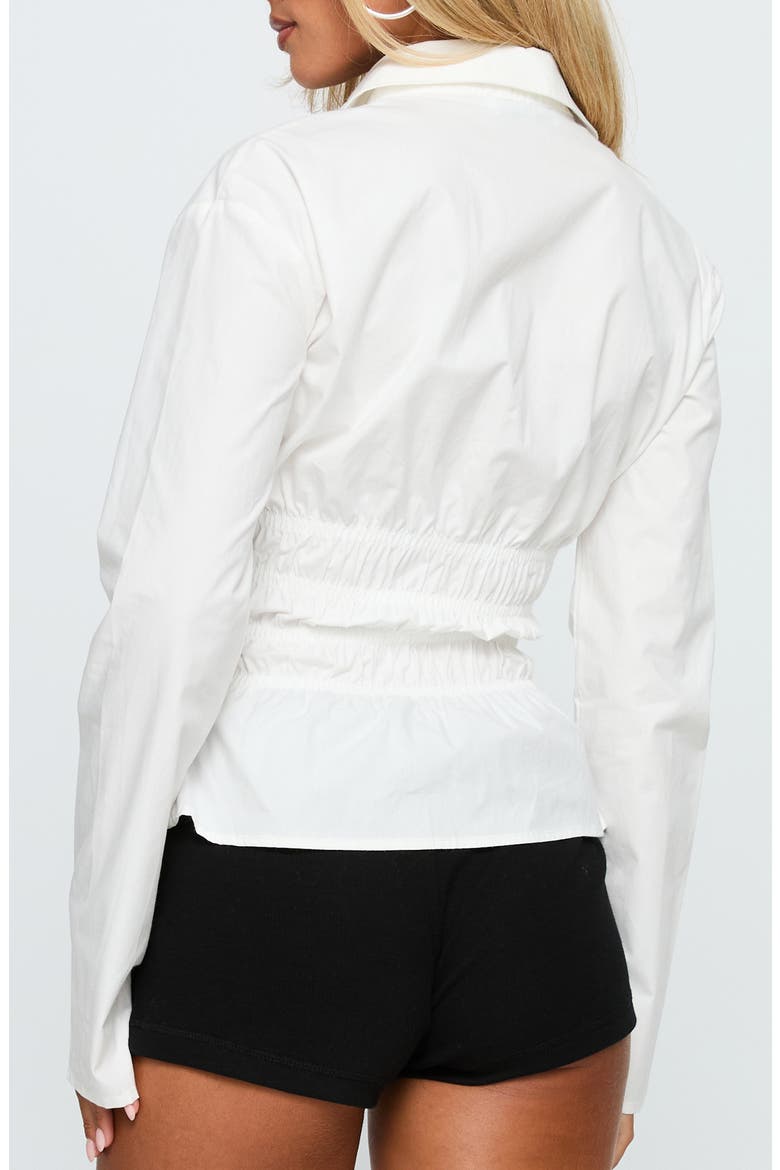 Lisel Shirred Button-Up Shirt, Alternate, color, WHITE