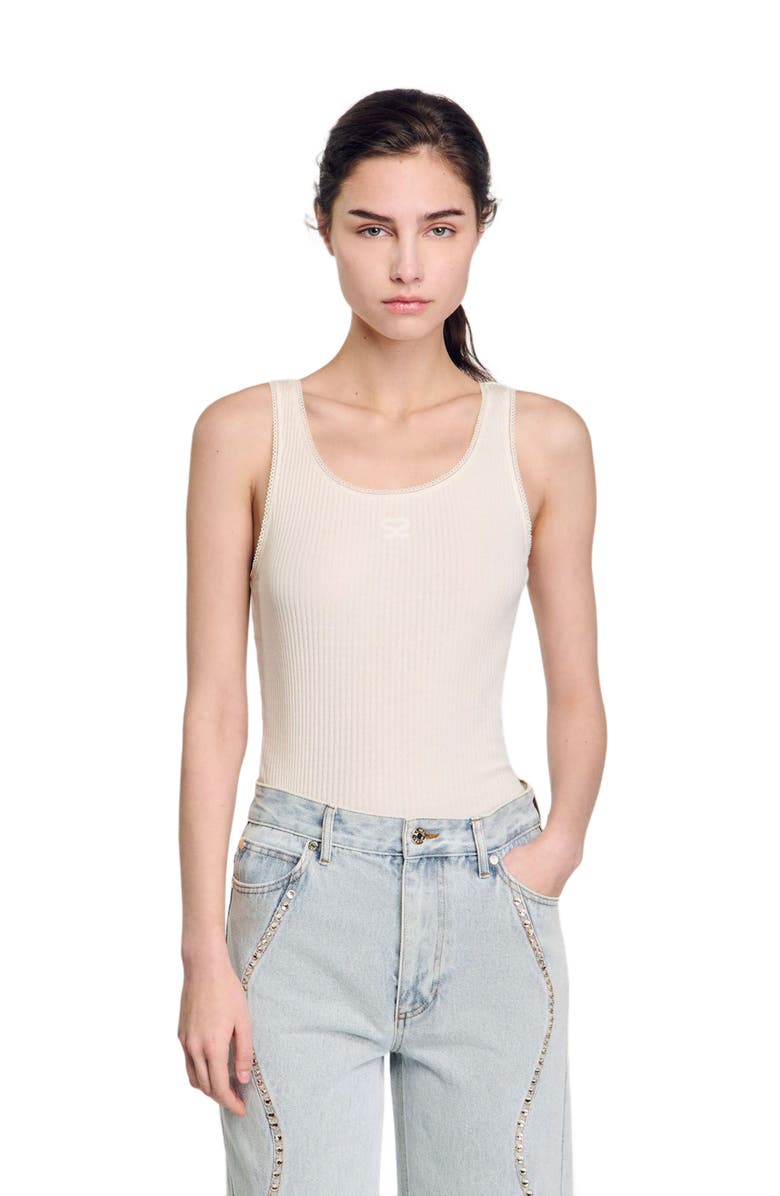 SANDRO Rib knit vest top, Alternate, color, 