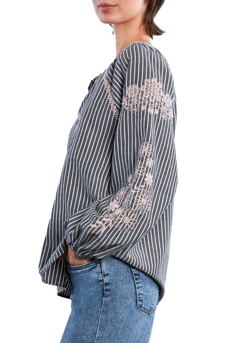 Cabo Stripe Embroidered Top, Alternate, color, SMOKE STRIPE