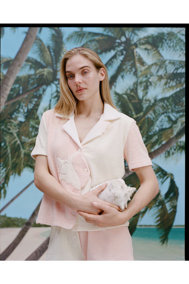 'Conched Out' Cabana ~ Crop Cut, Alternate, color, Cream/Pink