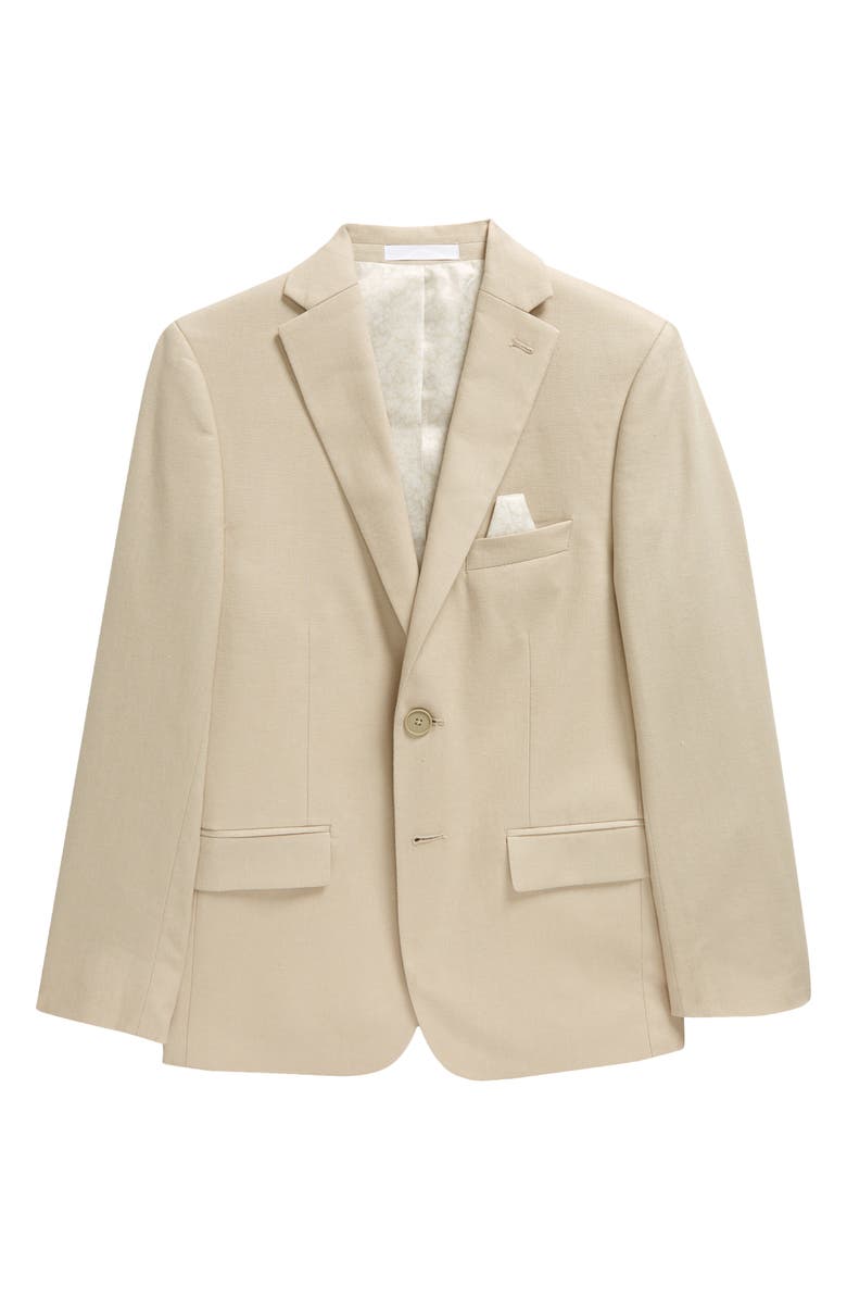 Tallia Kids' Tan Linen Blend Suit Jacket, Main, color, Beige