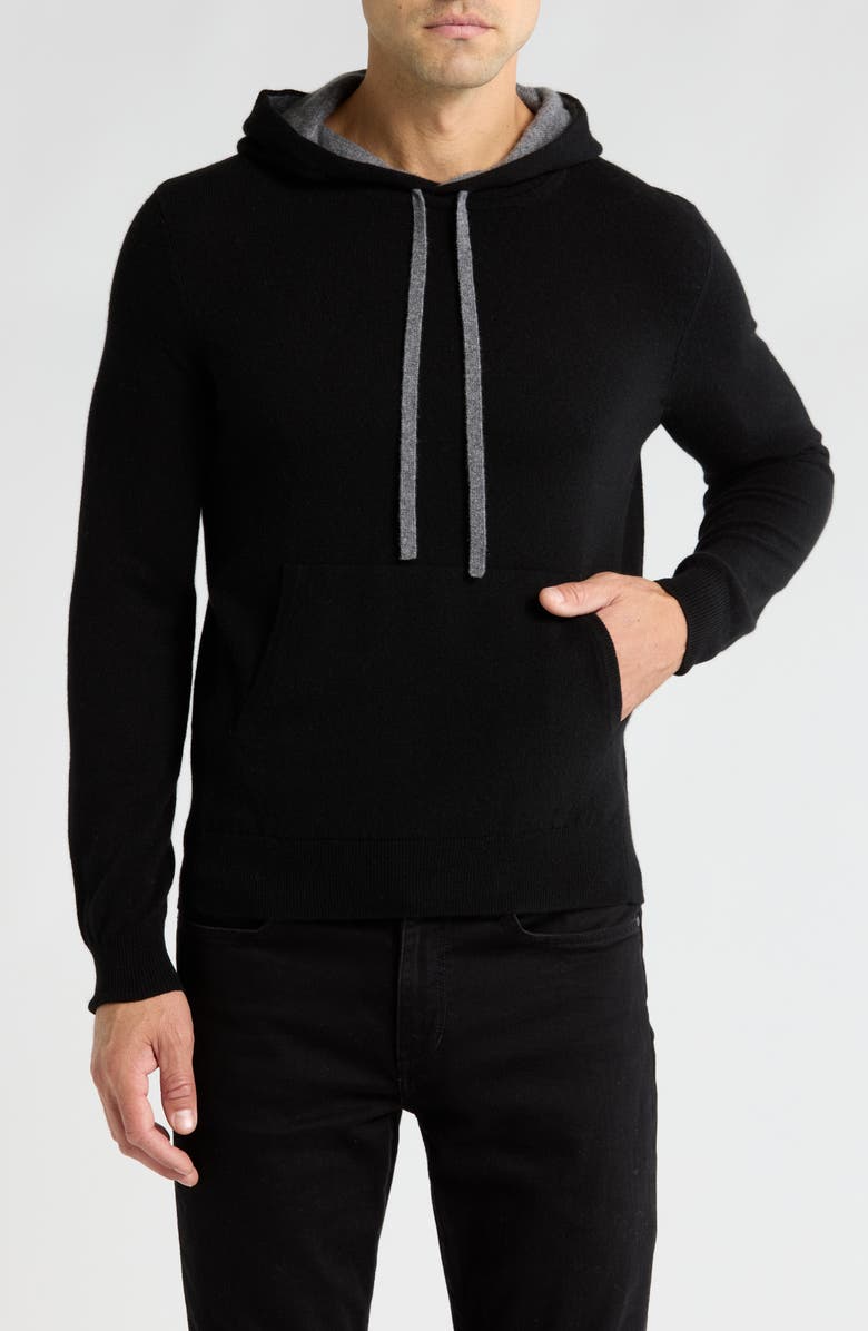 Amicale Relaxed Cashmere Hooded Sweater, Main, color, Blk
