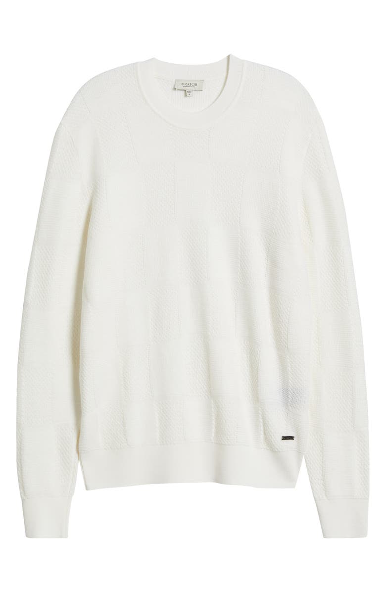 Bugatchi Jacquard Check Merino Wool Sweater, Alternate, color, Chalk
