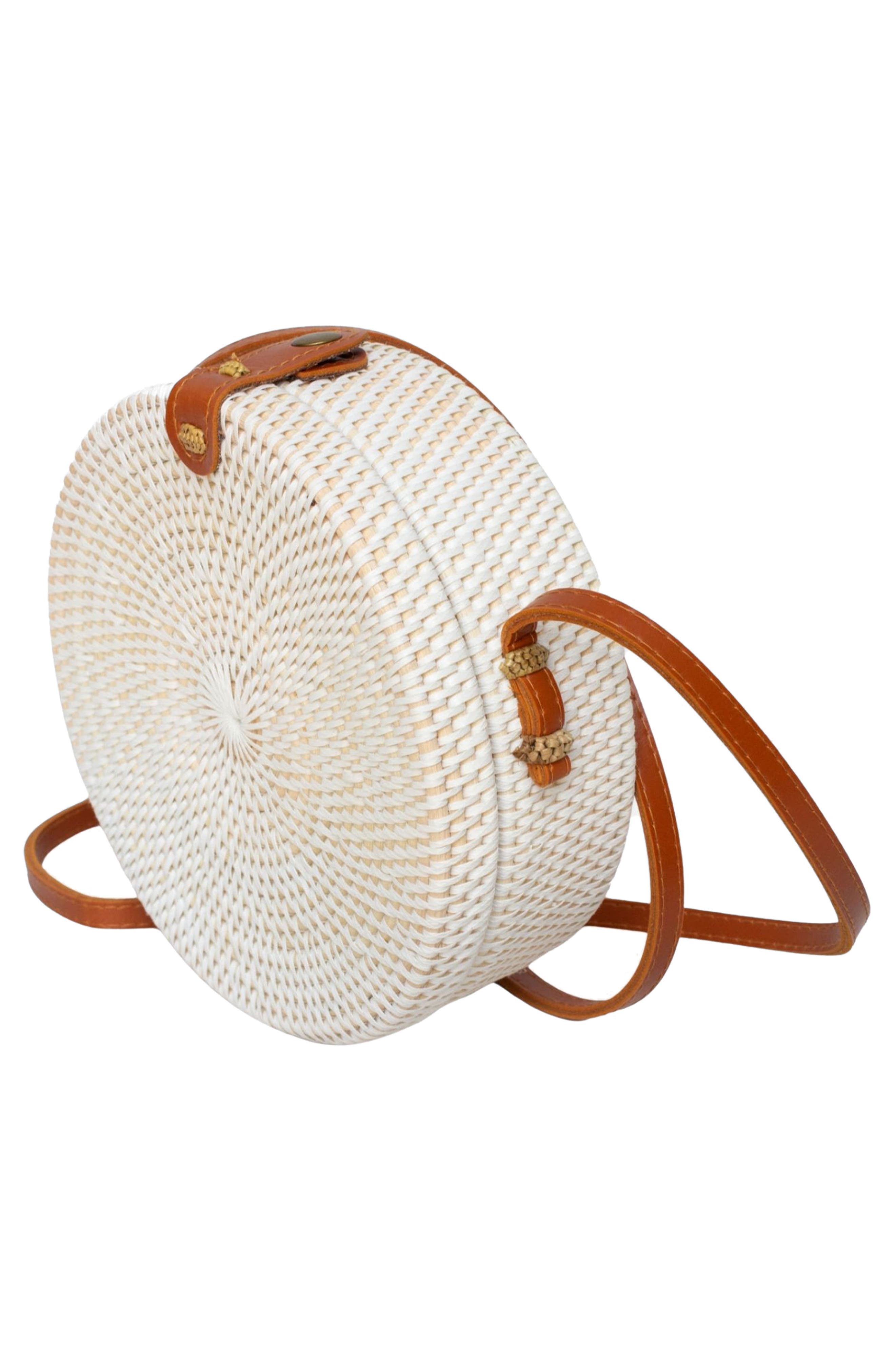 Jelavu Ata Bali Rattan Canteen Crossbody Bag, Alternate, color, White
