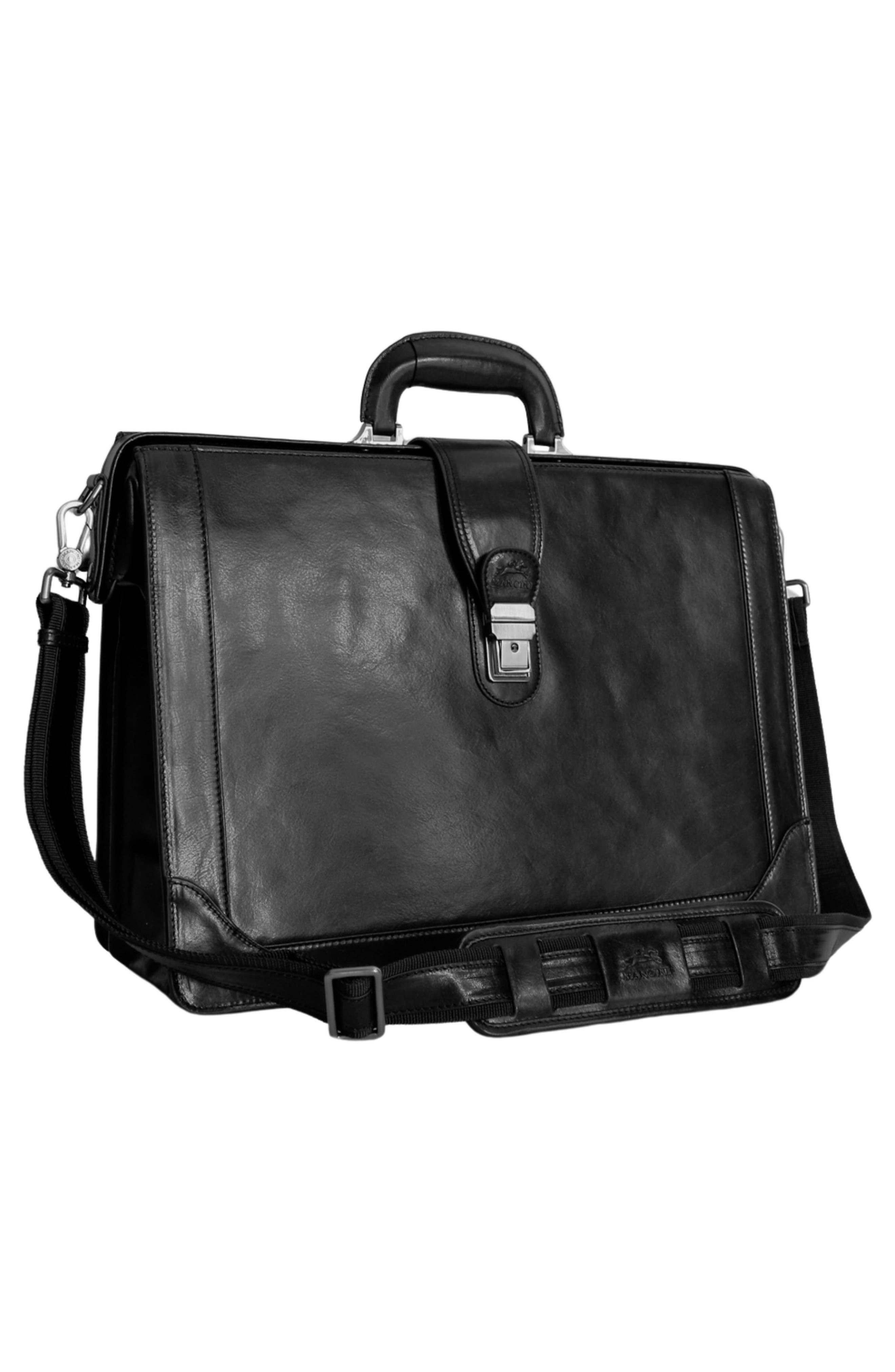 Luxurious Litigator Leather Briefcase, Alternate, color, BLACK