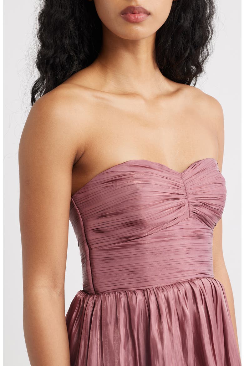 Bella Tiered Strapless Gown, Alternate, color, DARK ROSE