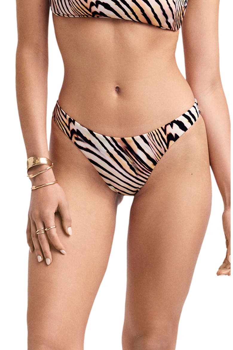 California High Leg Bikini Bottoms, Main, color, SHELL STRIPE ECOSHIMMER