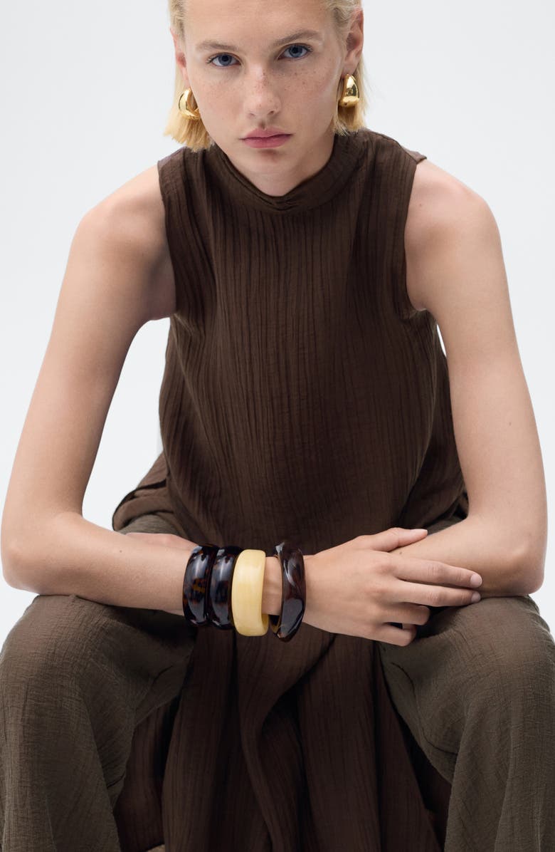 MANGO Mock Neck Sleeveless Trapeze Dress, Alternate, color, Chocolate