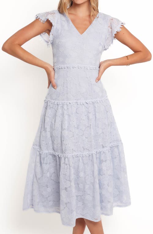 Petal And Pup Petal & Pup Asher Floral Embroidered Tiered Midi Dress In Purple