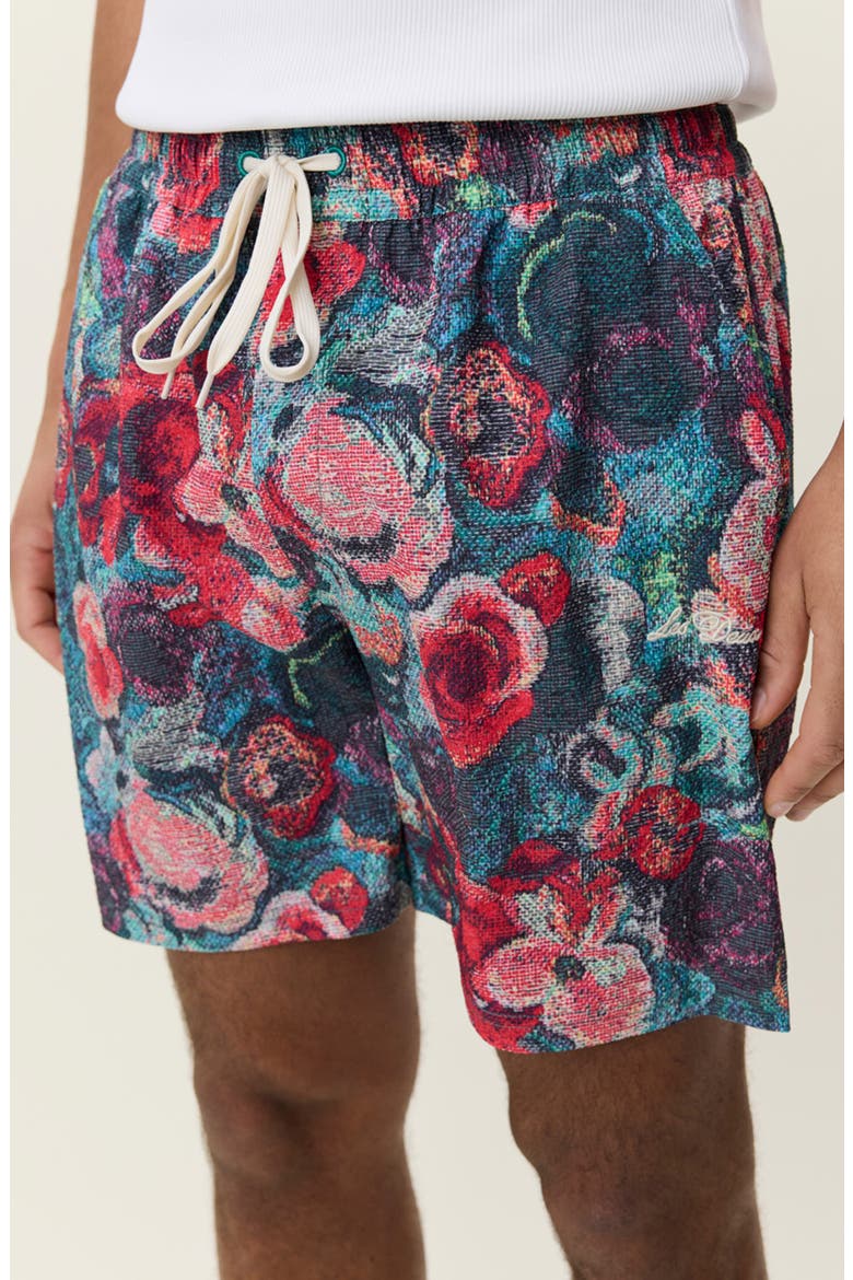 Bouquet Floral Jacquard Swim Trunks, Alternate, color, BLUE MULTI