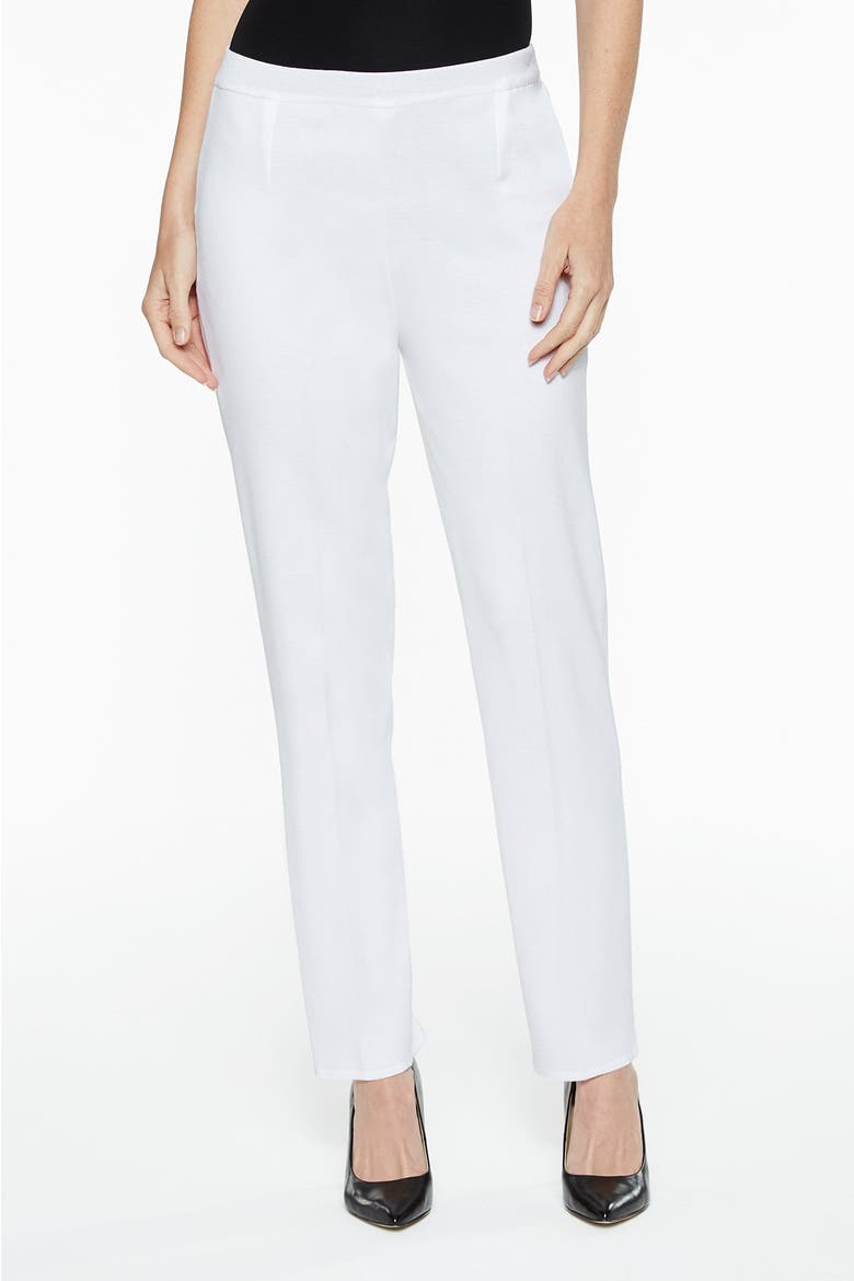 Knit Lined Straight-Leg Pants, Main, color, White