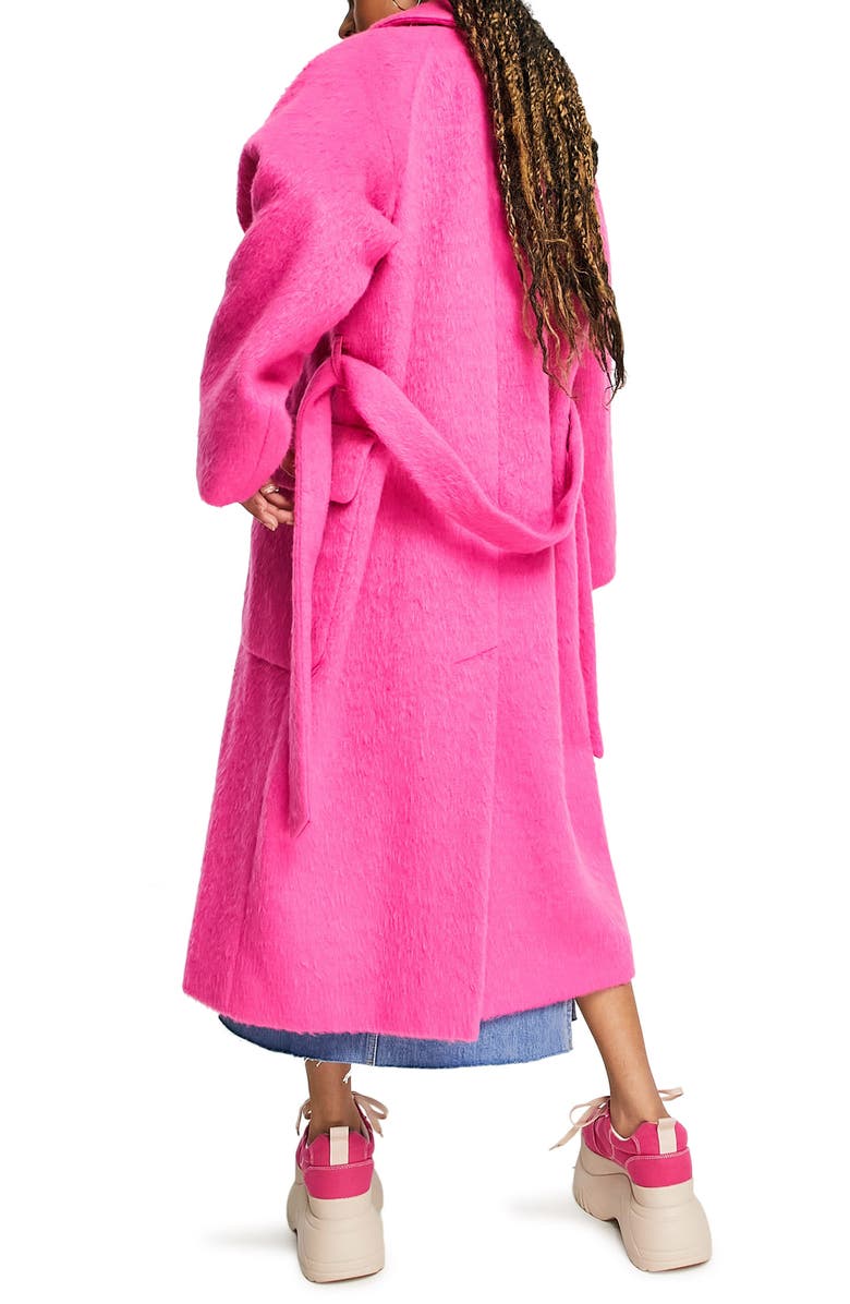 Topshop Double Breasted Tie Waist Trench Coat, Alternate, color,