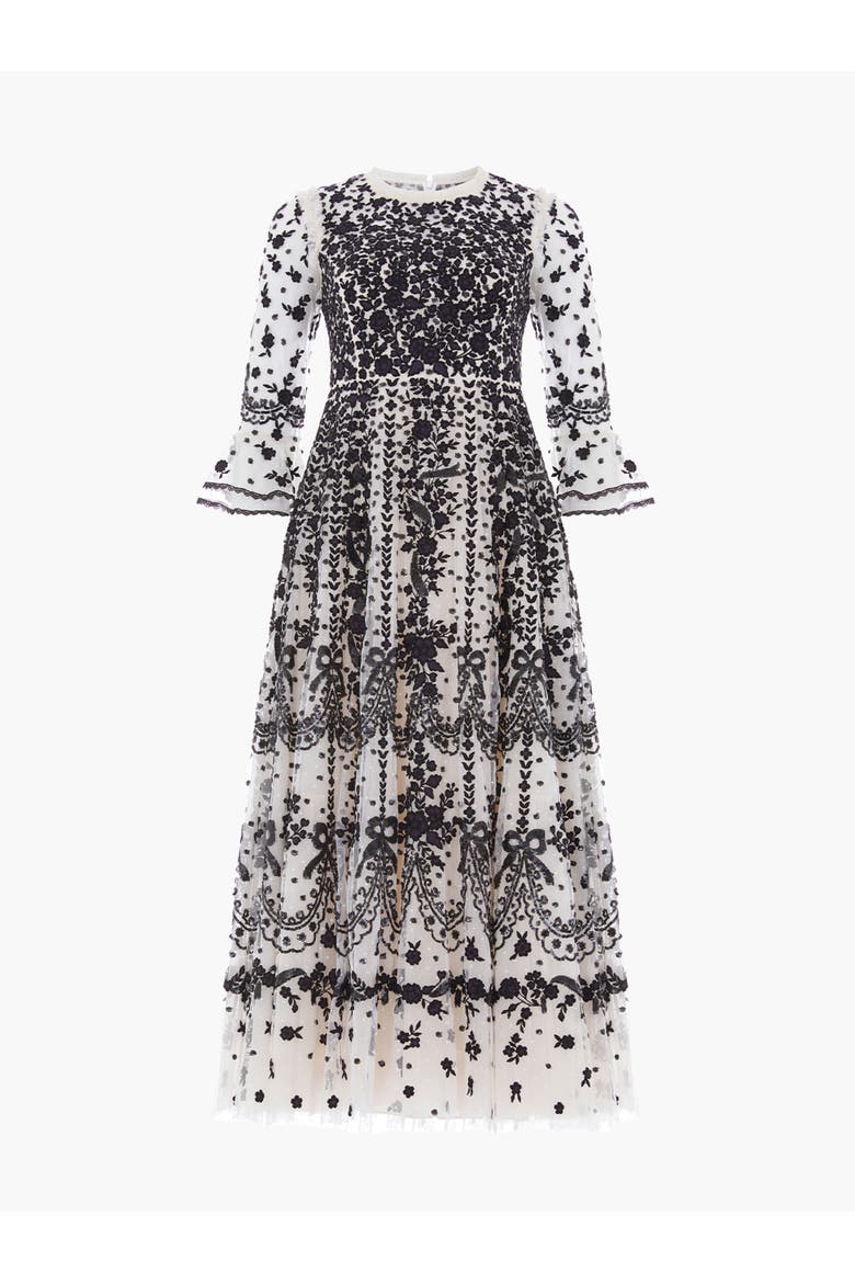 Adeline Round Neck Maxi Dress, Alternate, color, Cream/Graphite