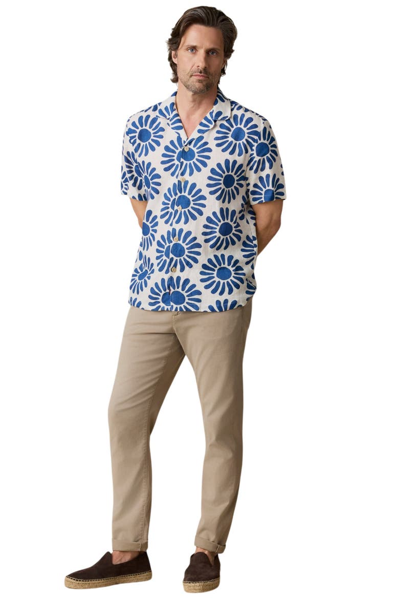 Linen Camp Shirt, Alternate, color, ANTILLES BLUE SUNS